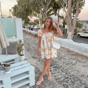 Floral Orange and CreamDress